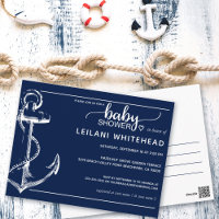 Anker Nautical Baby Dusche Einladung Marine Postca