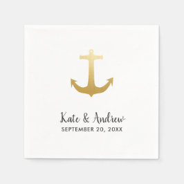 Anker Nautical Imitats Gold Foil | Hochzeit am Oze Serviette
