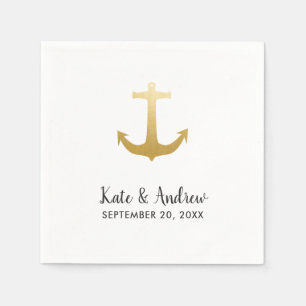 Anker Nautical Imitats Gold Foil Hochzeit am Oze Serviette