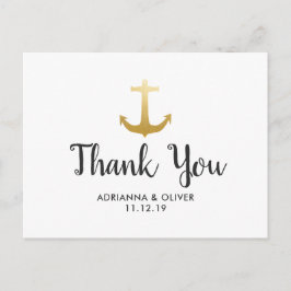 Anker Nautical Imitats Gold Foil | Hochzeit Danke Postkarte