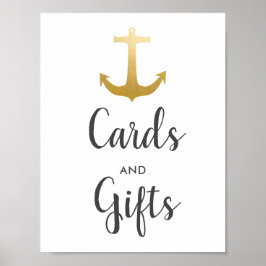 Anker Nautical Imitats Gold Foil | Hochzeitszeiche Poster