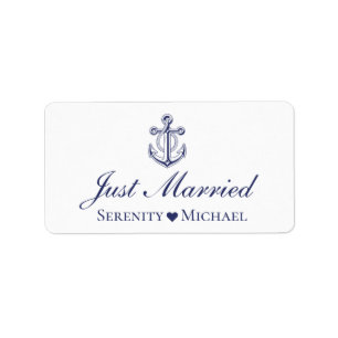 Anker Nautical Just Married Hochzeitsankündigung Adressaufkleber
