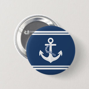 Anker Nautical Segeln Booten Weiß Navy Blau Button