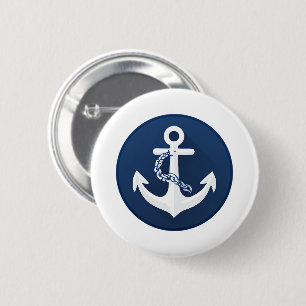 Anker Nautical Segeln Booten Weiß Navy Blau Button