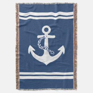Anker Nautical Segeln Booten Weiß Navy Blau Decke
