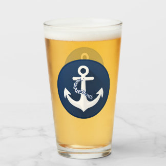 Anker Nautical Segeln Booten Weiß Navy Blau Glas