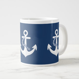 Anker Nautical Segeln Booten Weiß Navy Blau Jumbo-Tasse