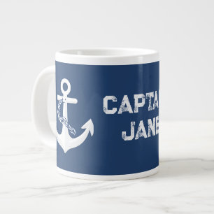 Anker Nautical Segeln Booten Weiß Navy Blau Jumbo-Tasse