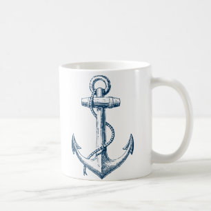 Anker Nautik-Tasse Geschenk Navy Blau Weiß Tasse