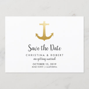 Anker Nautilus Faux Goldfolie   Save The Date Einladung