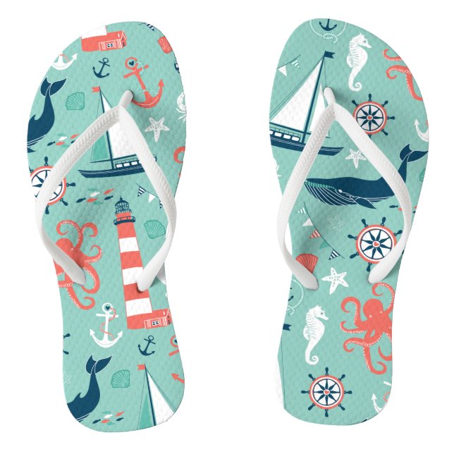 Anker Nautische Meereswelt Flip Flops (Fußbett)