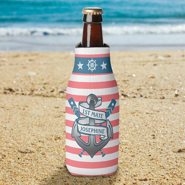 Anker-Nautische Streifen Personalisiert Flaschenkühler (Von Creator hochgeladen)