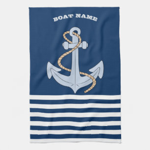 Anker Navy Blau Gestreift Geschirrtuch