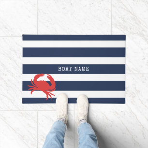 Anker Navy Blau Streifen Rot Krebs Bootname Fußmatte