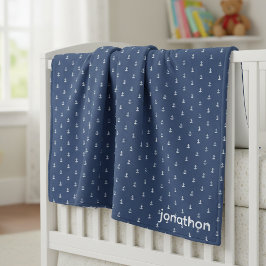 Anker Navy & Weiß Muster ID836 Fleecedecke