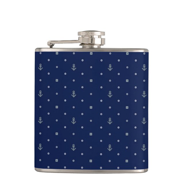 Anker Polka Punkte Muster Flachmann (Vorderseite)