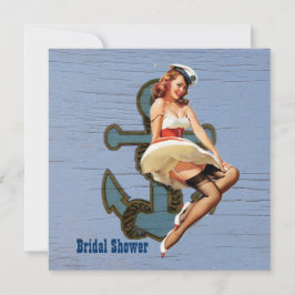 Anker Retro Button up Girl Sailer Brautparty Einladung