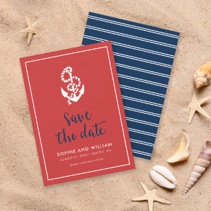 Anker Rot Blau Skript Save the Date
