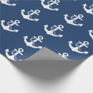 Anker-Schifffahrtssymbol klassisches Weiß Marinebl Geschenkpapier
