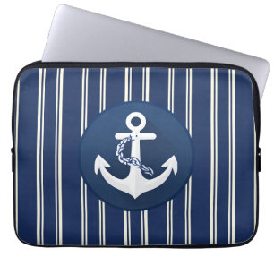 Anker-Schifffahrtssymbol klassisches Weiß Marinebl Laptopschutzhülle