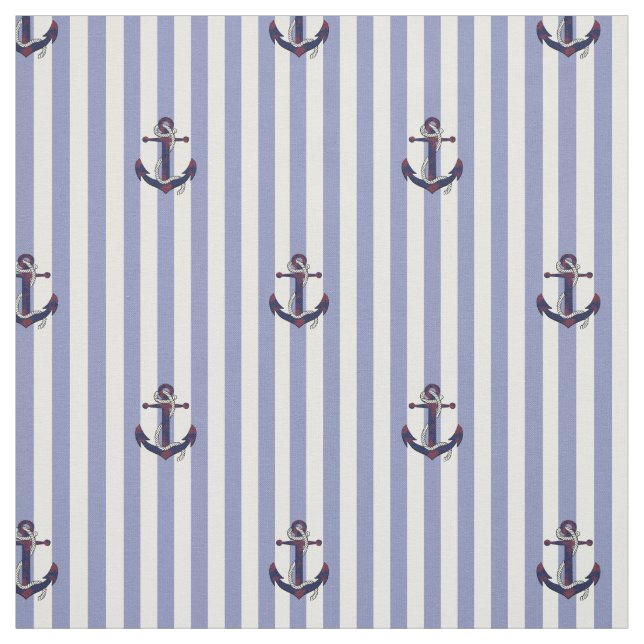 Anker/Seil der Nautischen Marine mit blauem Streif Stoff (Muster)