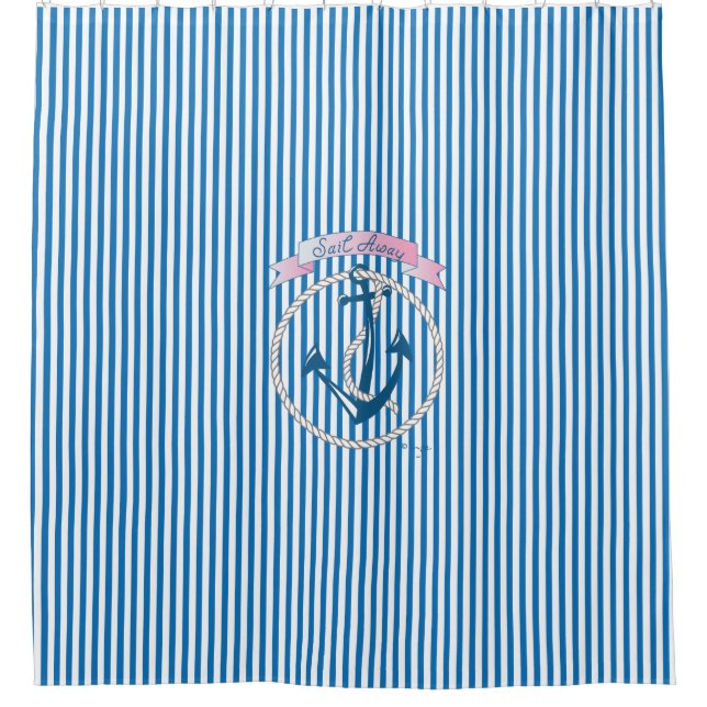 Anker, Seil, Segeln, Streifen, modern Duschvorhang (Vorderseite)