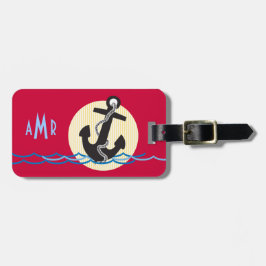 Anker, Sun und Wasser mit Monogramm Gepäckanhänger