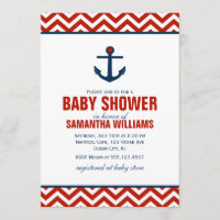 Anker- und Chevrons-Kinderdusche {rot}