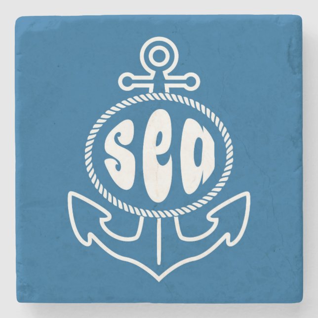 Anker und das Meer Steinuntersetzer (Vorderseite)