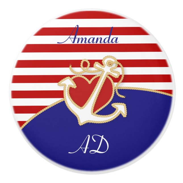 Anker und Herz Keramikknauf (Vorderseite)