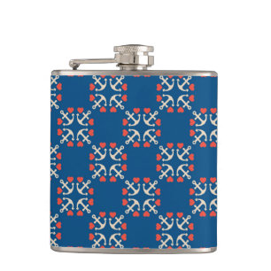 Anker-und Herz-Muster Flachmann