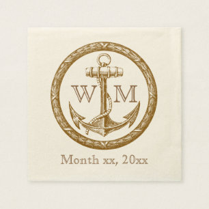 Anker-und Kranz-Monogramm Serviette