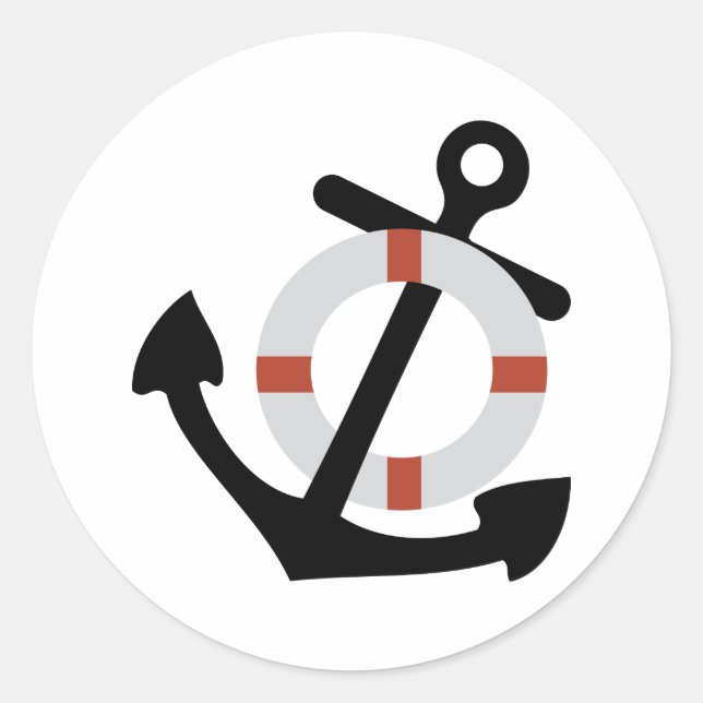 Anker und Lebensretter Runder Aufkleber (Vorderseite)