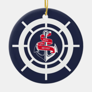 Anker und Lenkrad Keramik Ornament