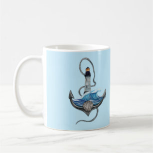 Anker und Leuchtturm (Version 2) Kaffeetasse