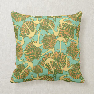 Anker und Muscheln im Vintage-Stil-Muster Kissen