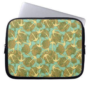 Anker und Muscheln im Vintage-Stil-Muster Laptopschutzhülle