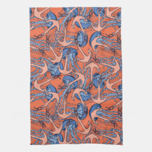 Anker und Quallen Küchentuch