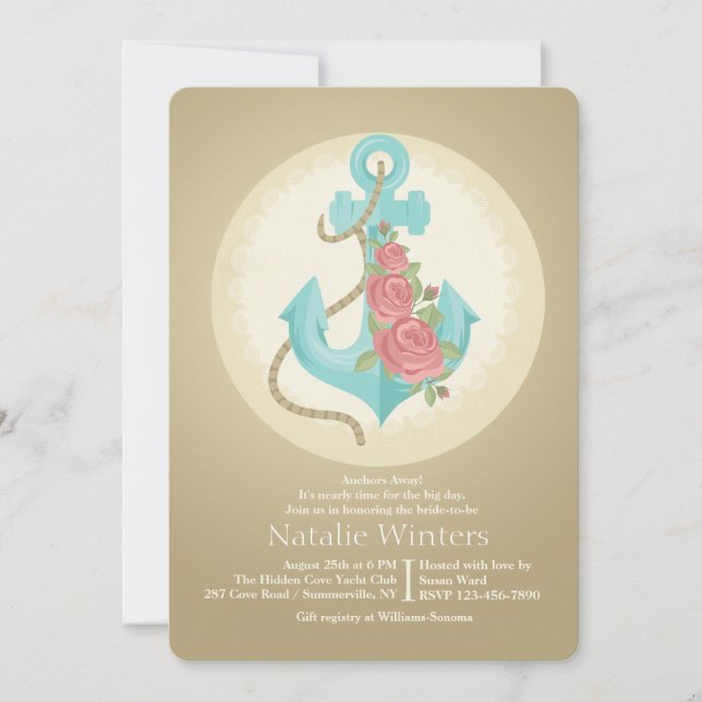 Anker und Rose Einladung (Vorderseite)