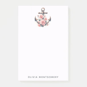 Anker- und Rosenrosen-Individuelle Name Post-it Klebezettel