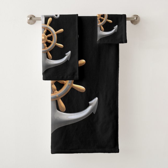 Anker und Schiffsruder-Badehandtuch-Set Badhandtuch Set (Insitu)