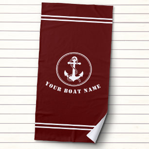 Anker und Seil mit dem Namen des Schiffes Deep Red Strandtuch
