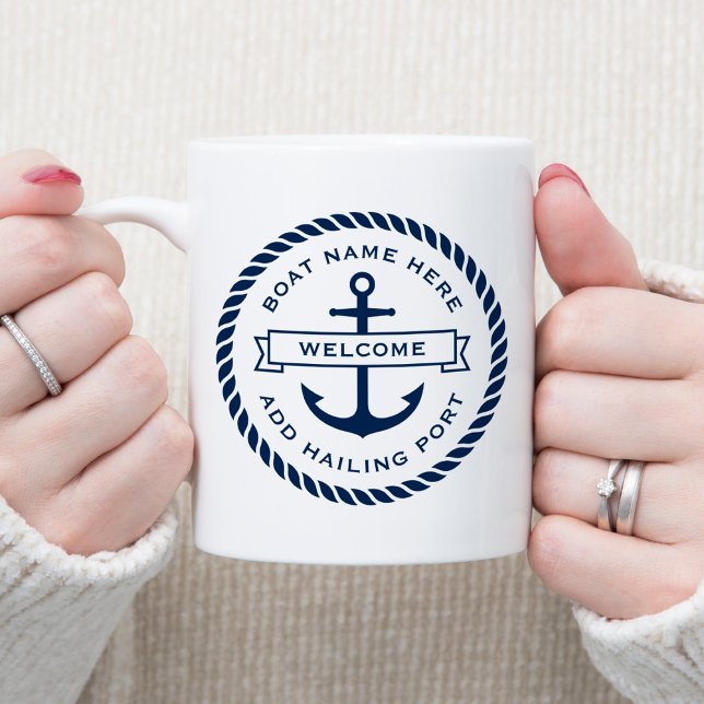 Anker- und Seilbootname Aufnahme Hafen Kaffeetasse (Von Creator hochgeladen)