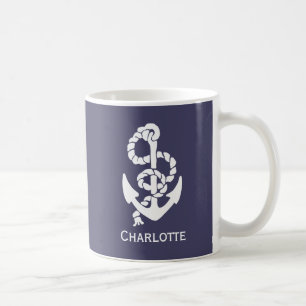 Anker und Seile für blaue und weiße Schiffe Kaffeetasse