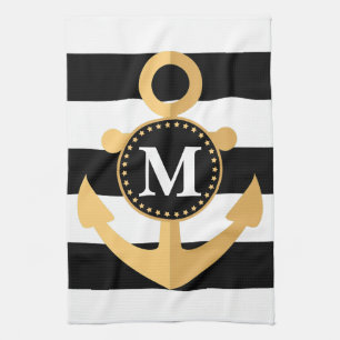 Anker und Streifen Geschirrtuch