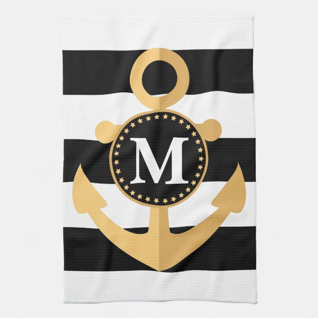 Anker und Streifen Geschirrtuch (Vertikal)