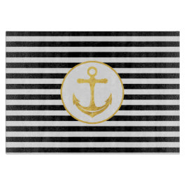 Anker und Streifen | Nautisches Thema | Cutting Bo Schneidebrett