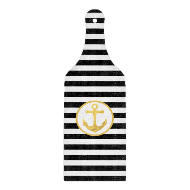 Anker und Streifen | Nautisches Thema | Cutting Bo Schneidebrett (Vorderseite)