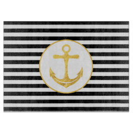 Anker und Streifen | Nautisches Thema | Cutting Bo Schneidebrett