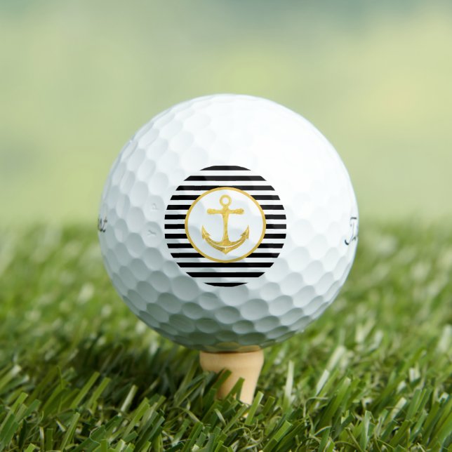 Anker und Streifen | Nautisches Thema | Golfplätze Golfball (Insitu T-Shirt)
